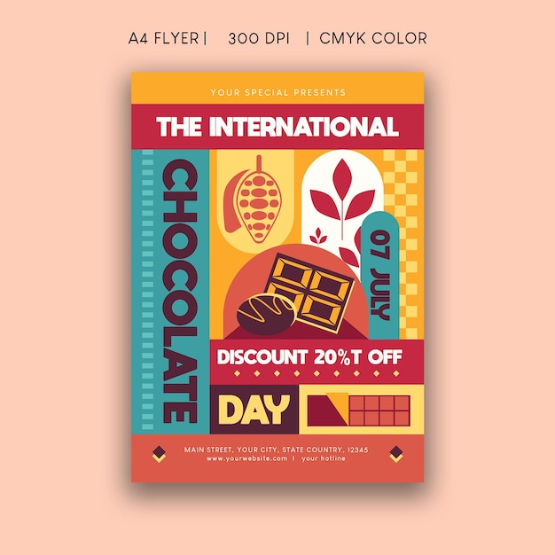 Wereld chocolade dag flyer