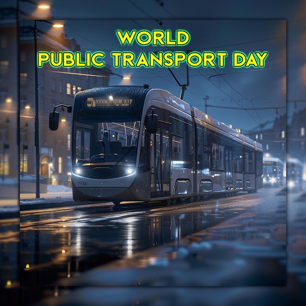 PSD wereld dag van het openbaar vervoer voor social media post design