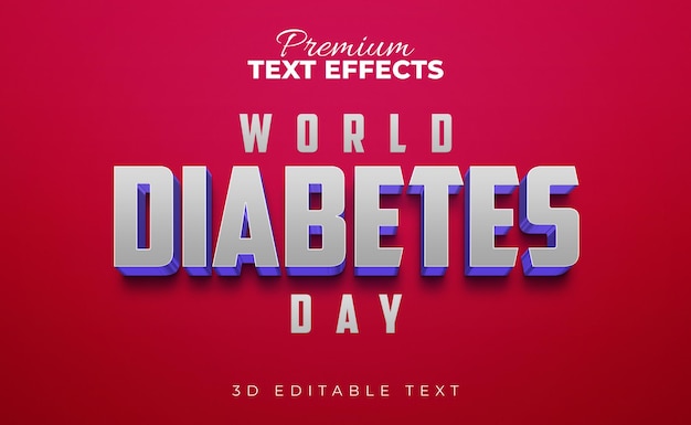 PSD wereld diabetes dag 3d tekststijleffecten