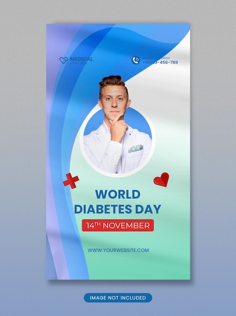 Wereld diabetes dag social media post en instagram verhaal promotiesjabloon