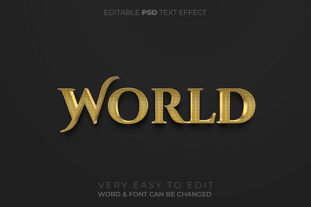 PSD wereld goud 3d tekst effect