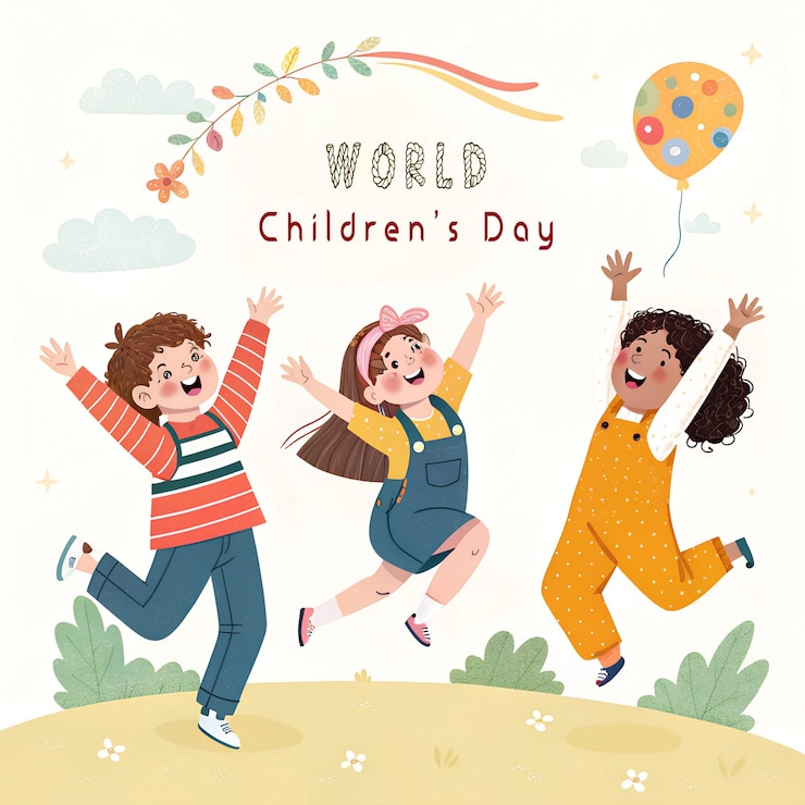 PSD wereld kinderdag poster vector illustratie
