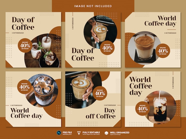 Wereld koffie dag sociale media sjabloon