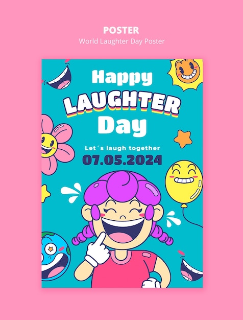 Wereld lachdag poster sjabloon