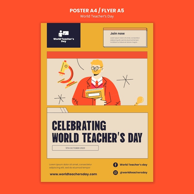 Wereld lerarendag poster sjabloon