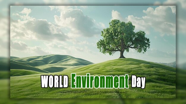 PSD wereld milieudag, moeder aarde dag en gelukkige wereld aarde dag ecologie concept met natuurlijke