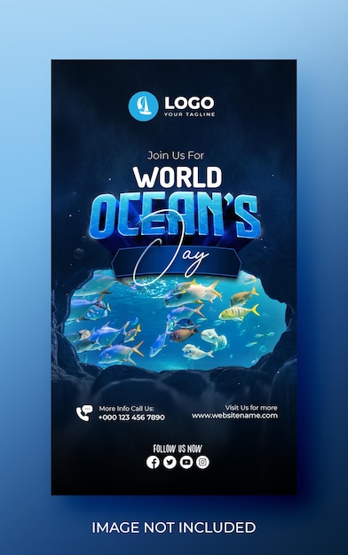 Wereld oceaan dag instagram verhaalsjabloon