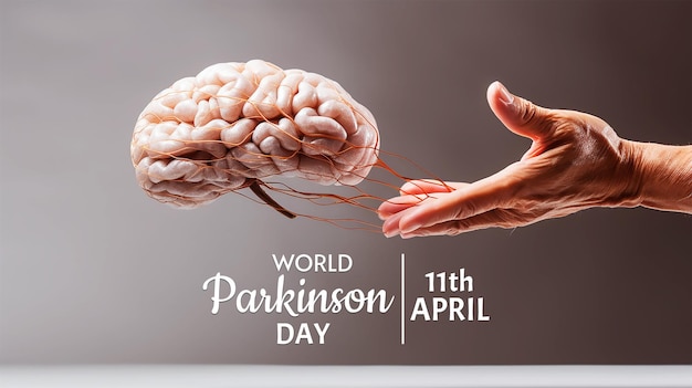 Wereld Parkinson Dag Banner met hersenen en neuronen