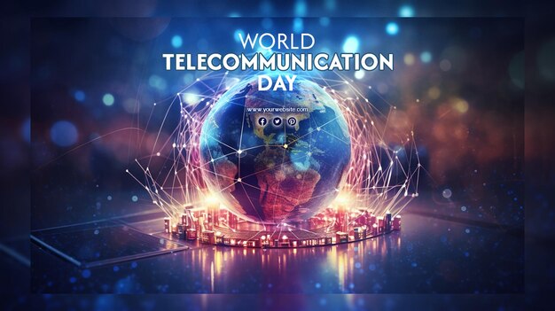 PSD wereld telecommunicatiedag en wereld internetdag achtergrond voor sociale media