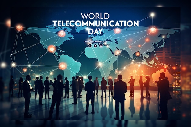 PSD wereld telecommunicatiedag en wereld internetdag achtergrond voor sociale media