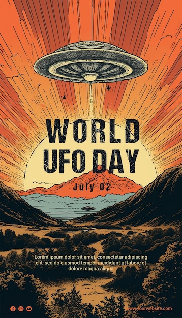 PSD wereld ufo dag poster sjabloon ufo illustratie