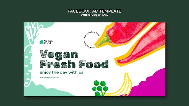 PSD wereld vegan dag facebook sjabloon