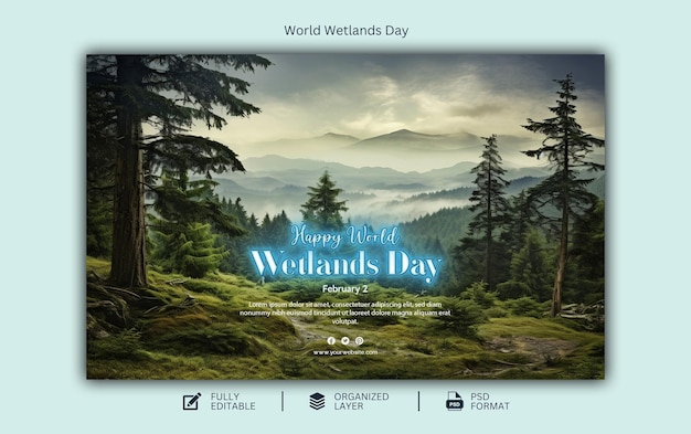 PSD wereld wetlands dag sociale media grafisch ontwerpsjabloon