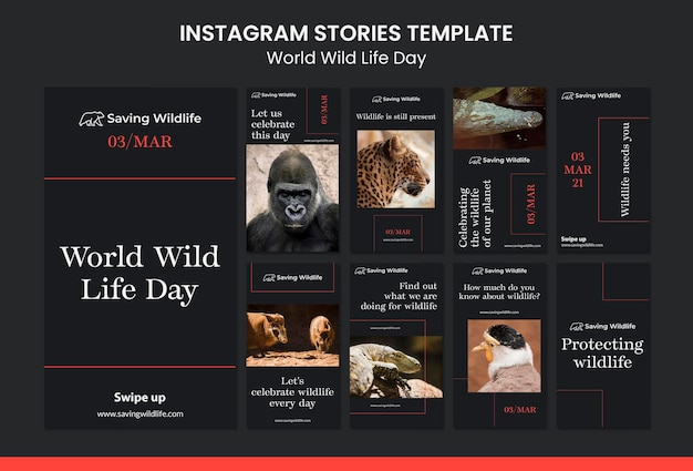 Wereld wilde levensdag instagram-verhalen