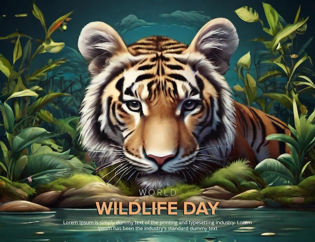 PSD wereld wildlife dag banner met tekst