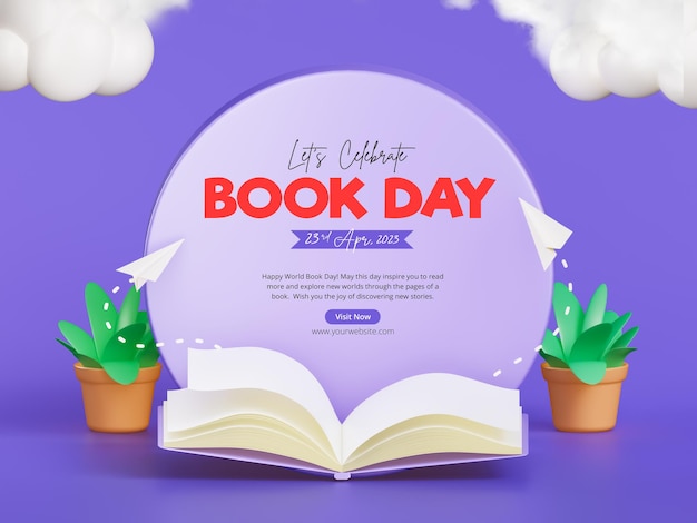 Wereldboekendag sjabloon voor sociale media-banners