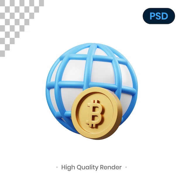 Wereldbol 3D-pictogram Premium Psd