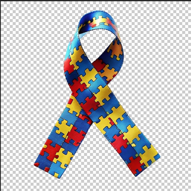 Werelddag voor bewustwording over autisme Blauw lint met kleurrijke puzzels vector achtergrond Symbool van autisme Medische platte illustratie Gezondheidszorg