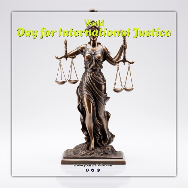 Werelddag voor internationale gerechtigheid voor een post op sociale media