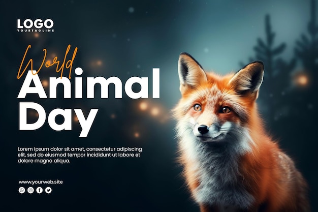 PSD werelddierendag achtergrondbanner en posts op sociale media