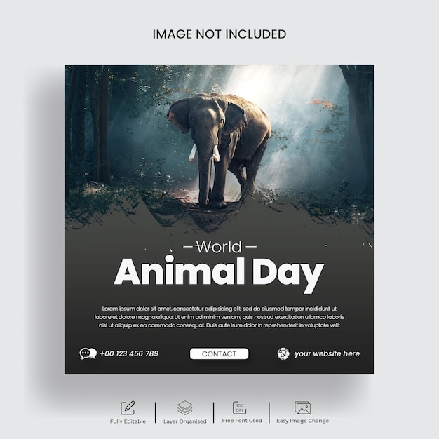 Werelddierendag social media post of instagram post banner sjabloonontwerp