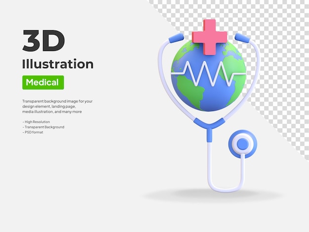 Wereldgezondheidsdag pictogram 3d illustratie render