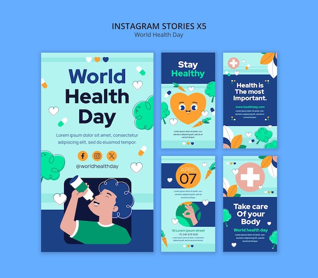 PSD wereldgezondheidsdag viering instagram stories