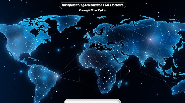 Wereldkaart en technologie mesh netwerk transparant