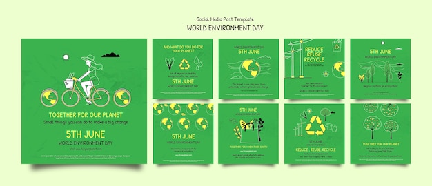 PSD wereldmilieudag instagram posts sjabloon