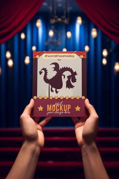 PSD wereldtheaterdag flyer mockup ontwerp