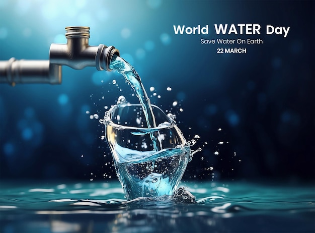 PSD wereldwaterdag concept waterstroom uit een waterleiding
