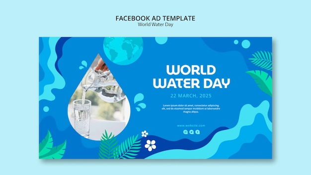 PSD wereldwaterdag facebook-sjabloon