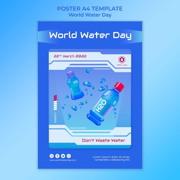 PSD wereldwaterdag poster en flyer