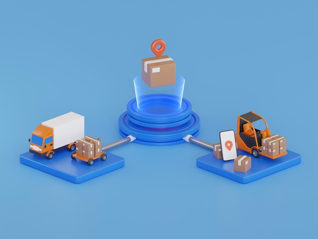 Wereldwijd logistiek netwerk 3d illustratie Logistieke kaartlevering