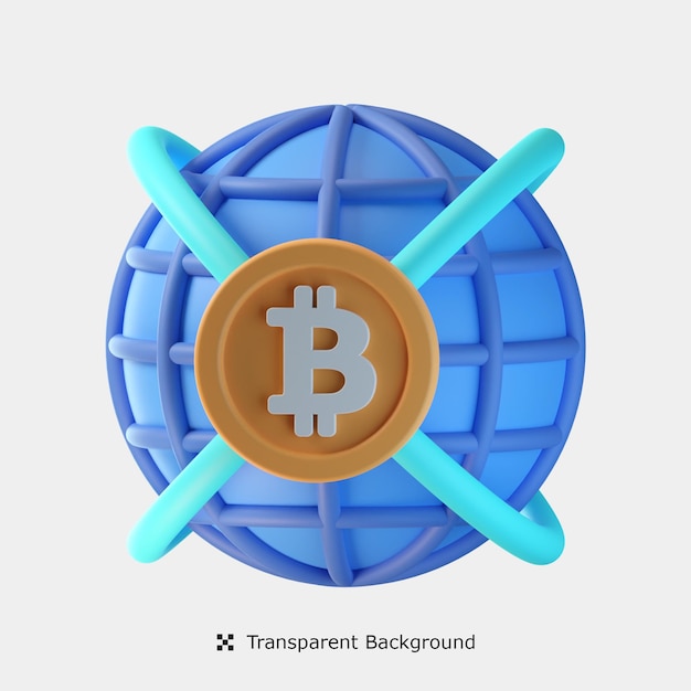 Wereldwijde bitcoin 3D-pictogramillustratie