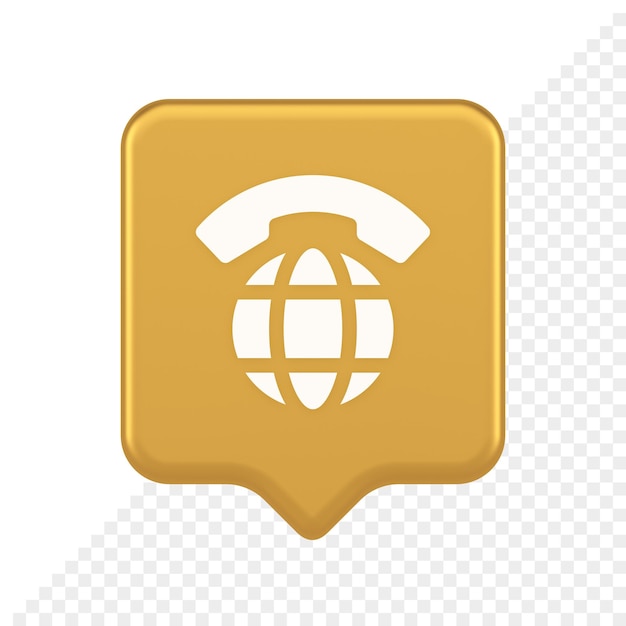 Wereldwijde telefoon communicatie knop internet telefoonverbinding 3D-realistische tekstballon pictogram