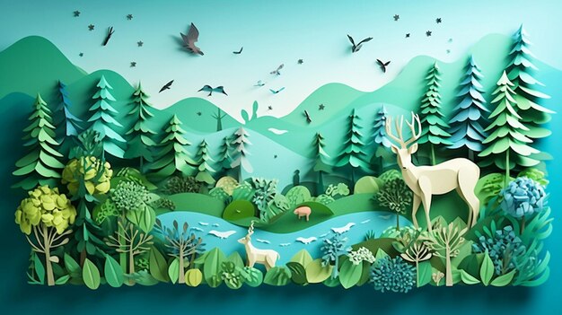 PSD wereldwilde dierendag met de dieren in de jungle wildlife concept