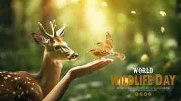 PSD wereldwilde dierendag met de dierenbanner sociale sjabloon wildlife concept