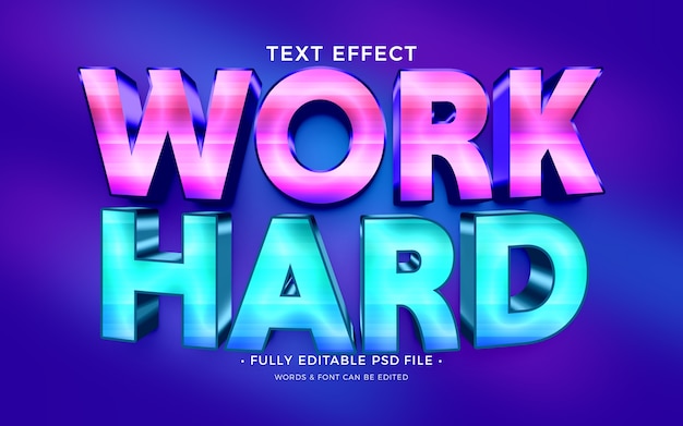 PSD werk hard teksteffect