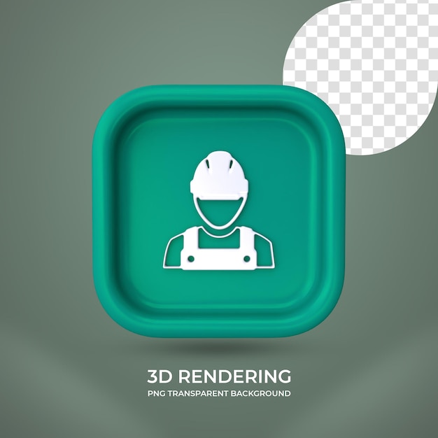 Werknemer pictogram 3D-rendering geïsoleerde transparante background