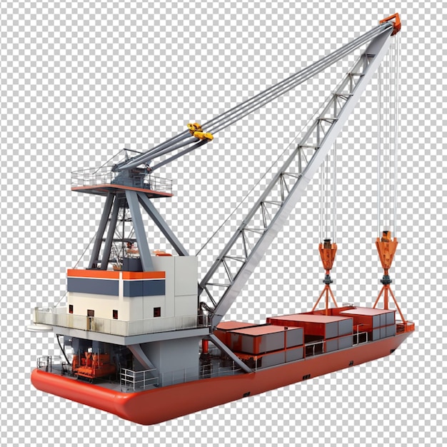 werkpositie van het drijvende kraanschip op een doorzichtige achtergrond