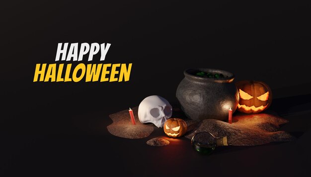 Wesołego Halloween 3d Tło Z Dynią