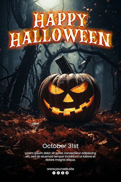 PSD wesołego halloween tło i plakat halloween