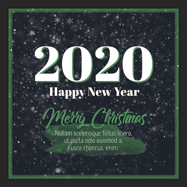 PSD wesołych świąt i szczęśliwego nowego roku 2020 kartkę z życzeniami