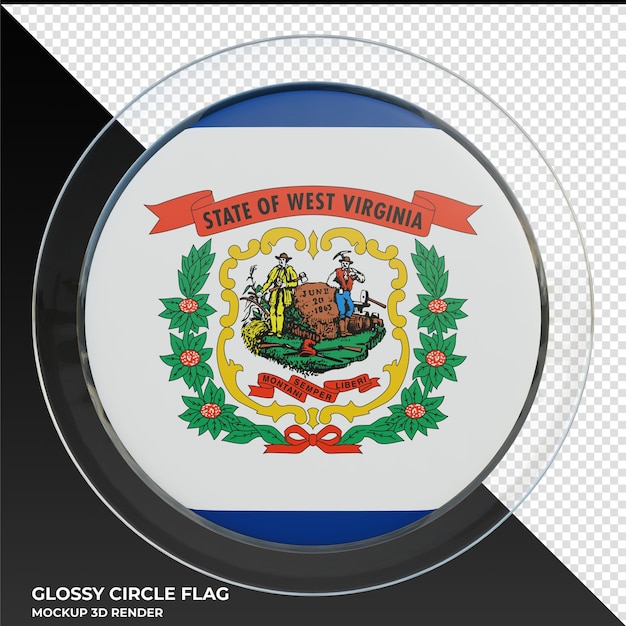 PSD west virginia realistic 3d textured glossy circle flag