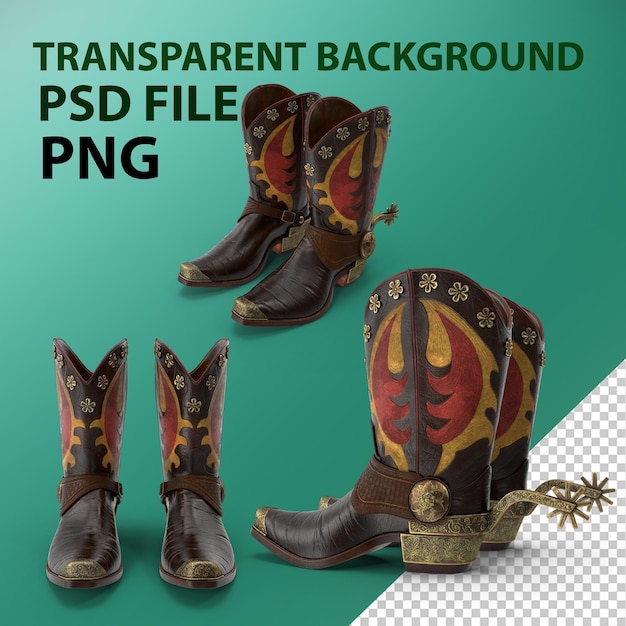 PSD western boots with spurs png