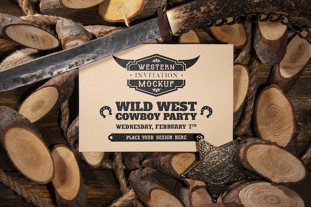 Western invitation design mockup