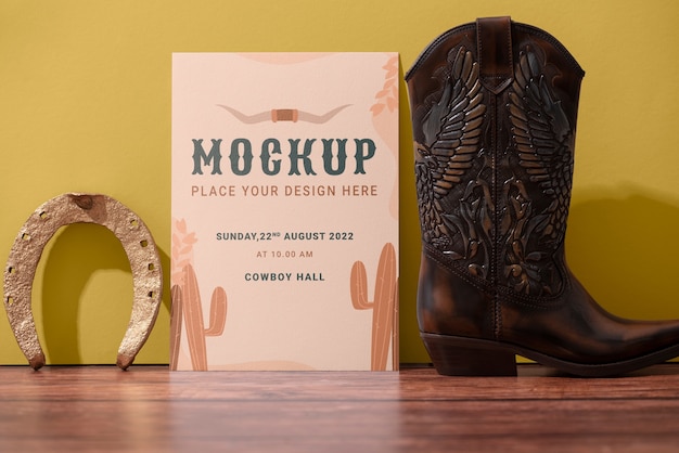 Western invitation mockup design