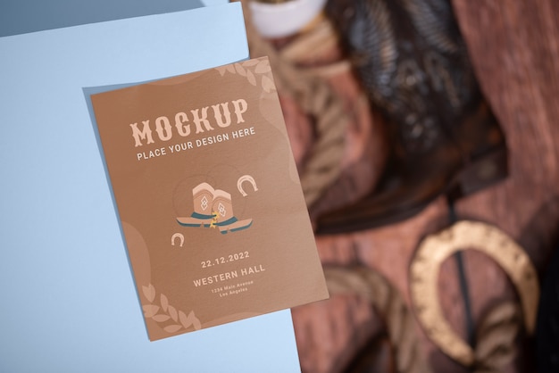 Western invitation mockup design