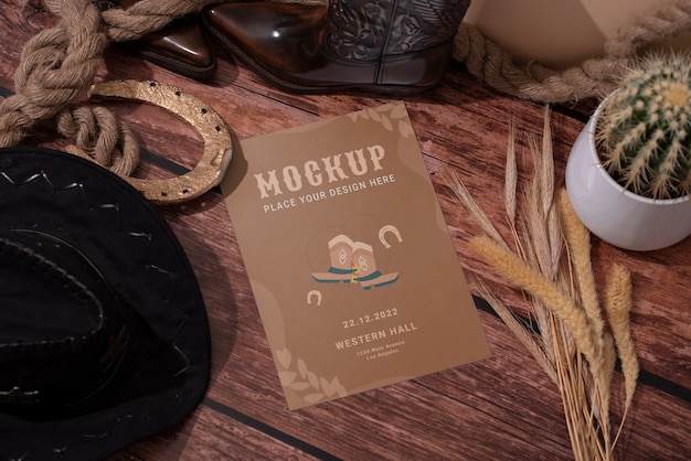 Western invitation mockup design